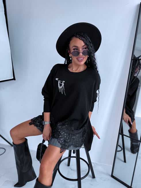 LARGE SIZE sweater "SHAKE IT FF89" - BLACK